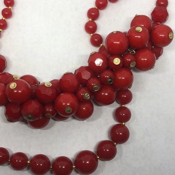 Curated bundle lot 2 vintage true red beaded necklaces retro chic - Picture 4 of 5